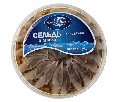 Сельдь, кусочки филе в масле "Пикантная" ООО КРПЗ ”Морепродукты“